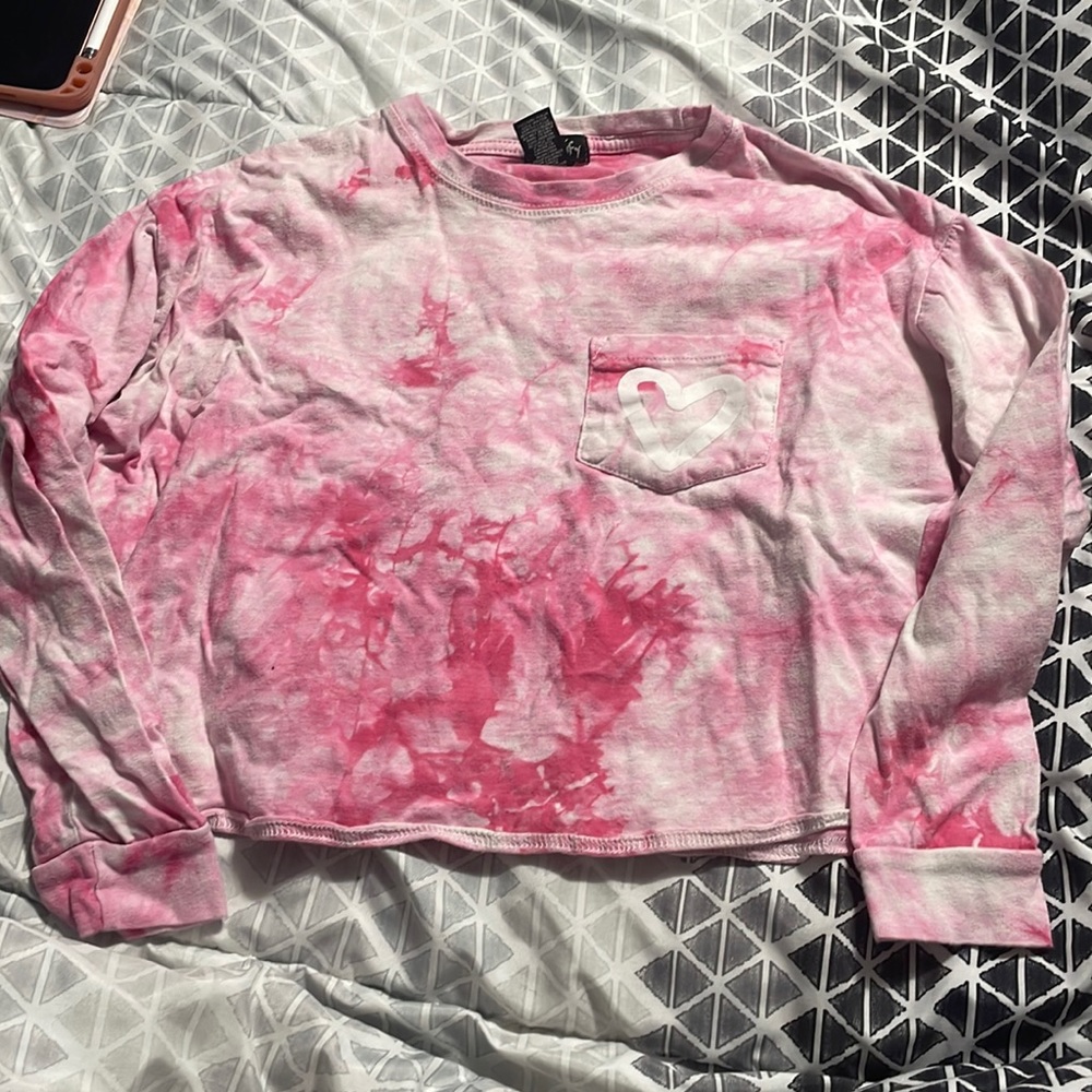 pink and white long sleeve crop top.  size small